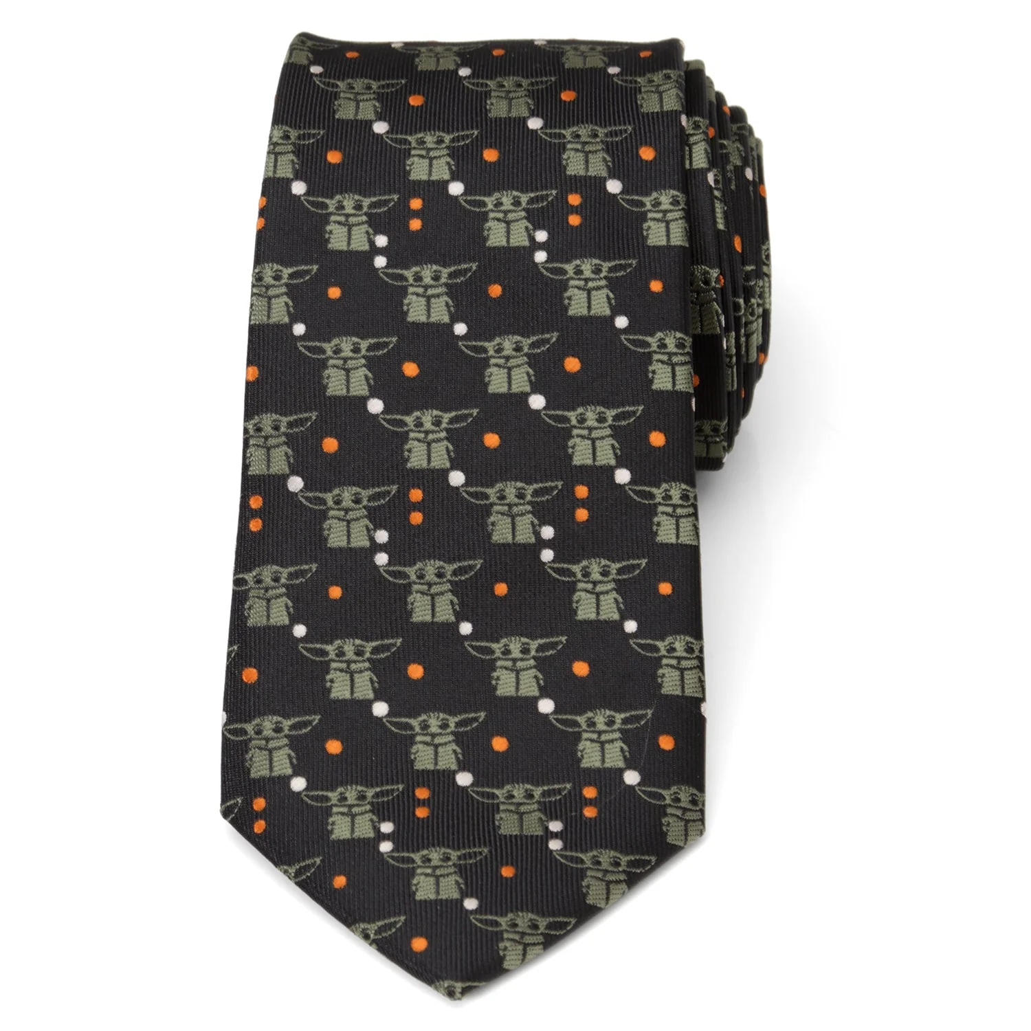 Star Wars Grogu Black and Orange Dotted Pattern Tie - Image 3