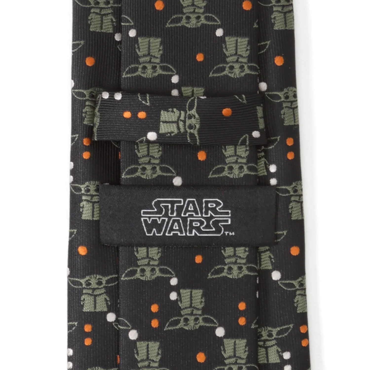 Star Wars Grogu Black and Orange Dotted Pattern Tie - Image 4