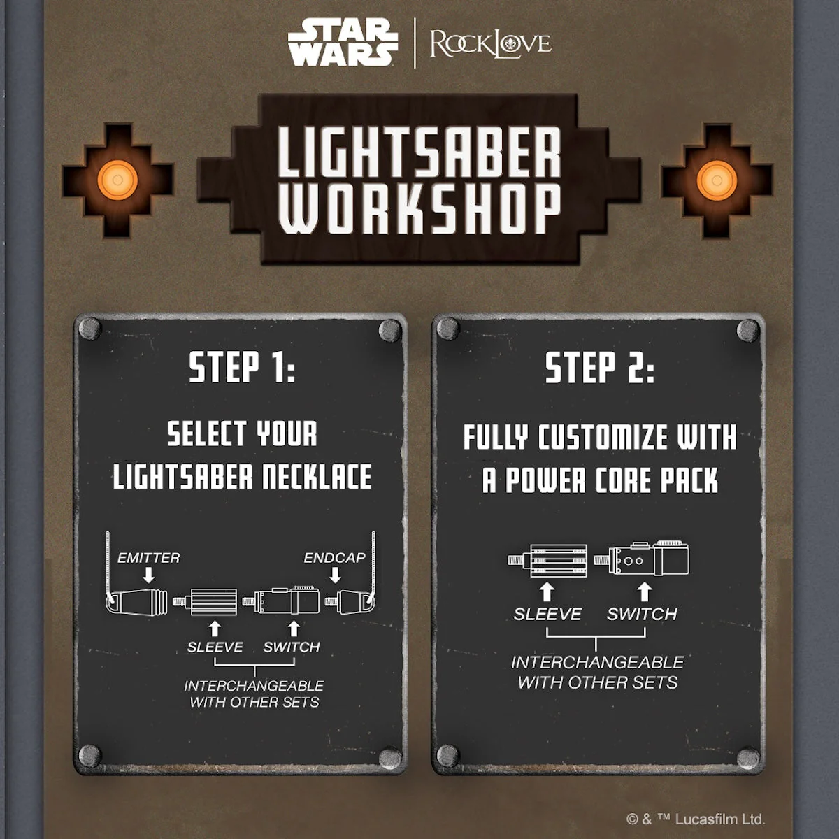 Star Wars x RockLove Lightsaber Workshop Power and Control Necklace - Image 4